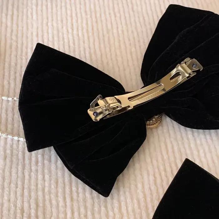 Pince à cheveux avec nœud Rose en velours noir, pour queue de cheval élégante pour femmes, accessoire de cheveux à la mode