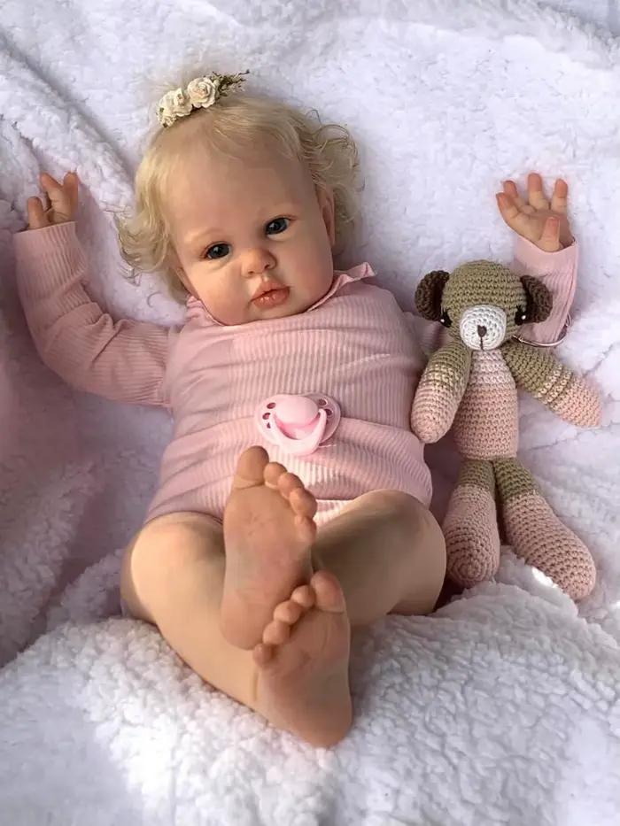 NPK 24 pouces Reborn bébé poupée Ellie-enfant en bas âge nouveau-né princesse fille poupée avec réaliste doux au toucher 3D peau et cheveux de racine de main