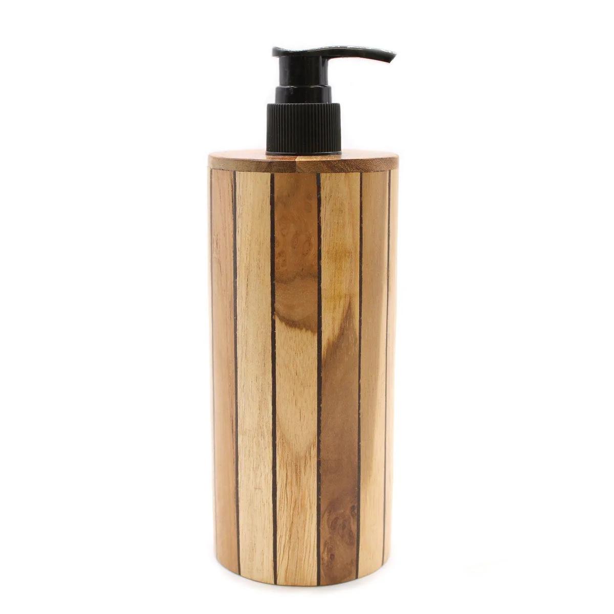 Natural Teakwood Soap Dispencer - Round