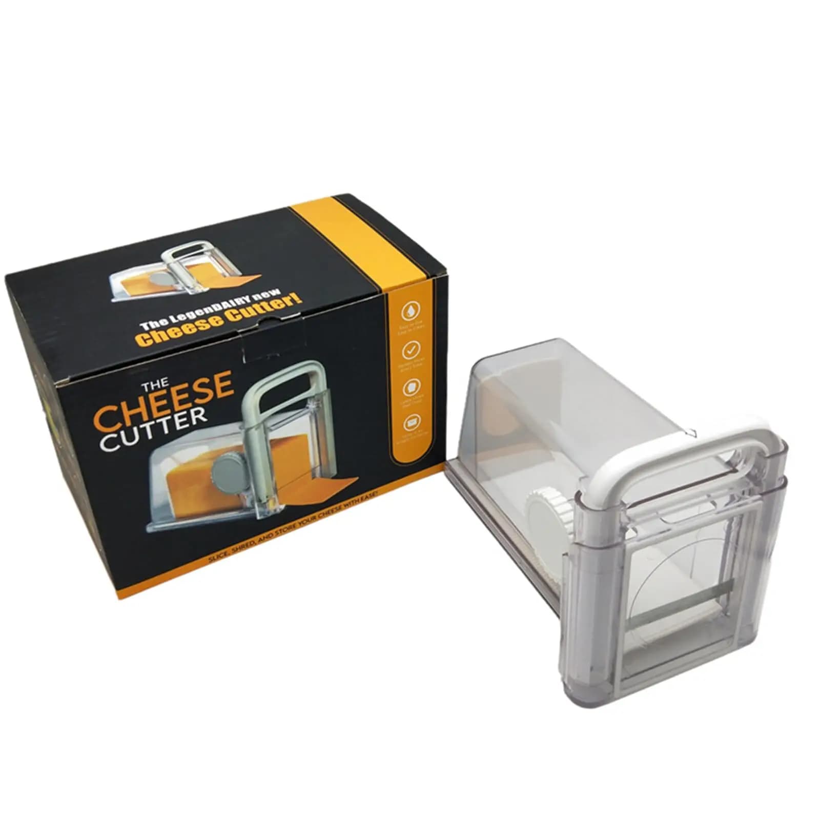 Coupe-fromage avec récipient, 3 lames métalliques, trancheur de beurre, hachoir pour le stockage réf