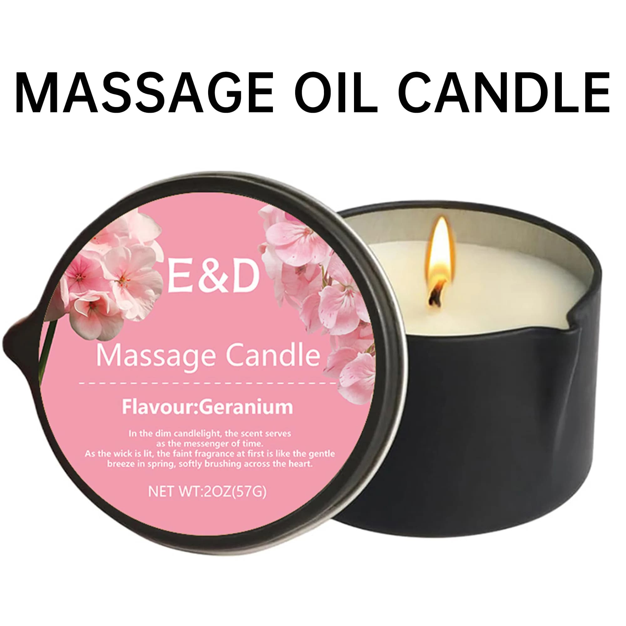 Bougie de massage au géranium 2oz, bougie de massage corporel qui se transforme en huile chaude pour