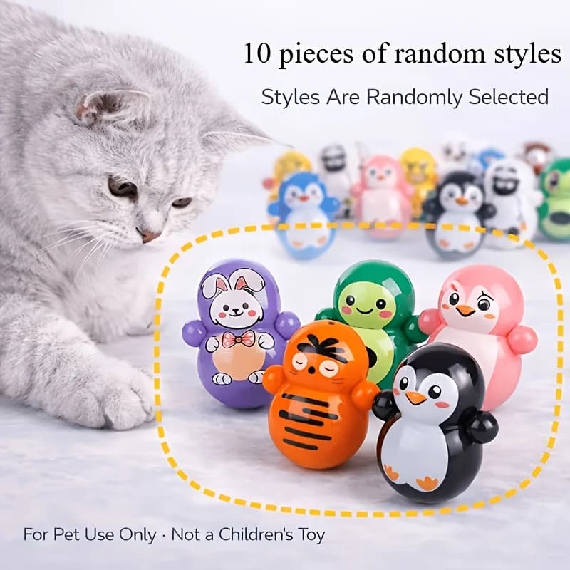 10 jouets roulants pour chat d'intérieur, jouet auto-roulant pour chat, sans piles, styles aléatoire