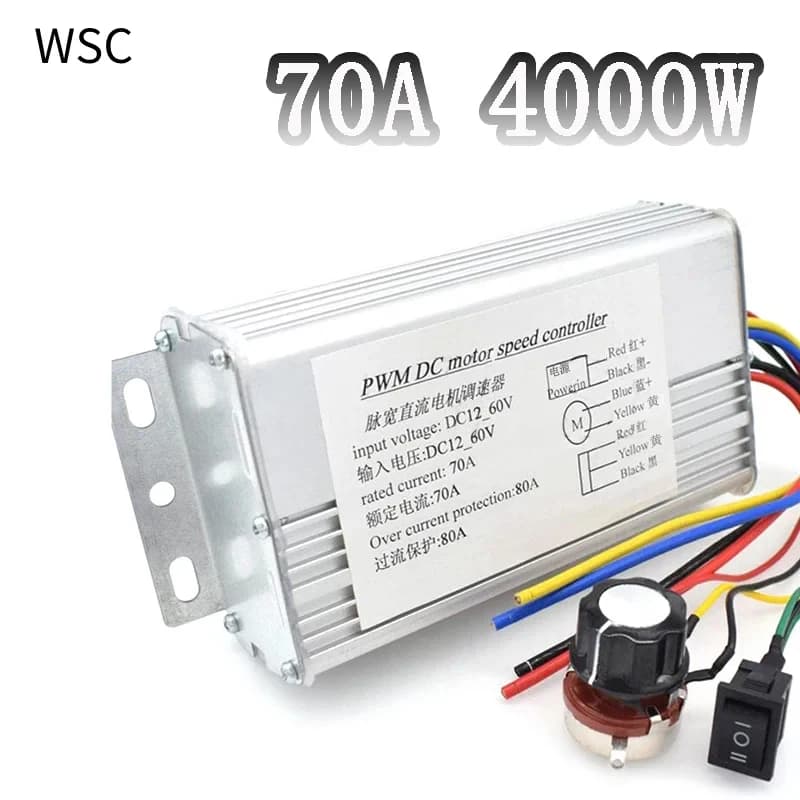 Moteur durable DC 12V-60V 70A 4000W DC, vitesse PWM ​ ​ Régulateur contrôleur brossé pour Scooter él