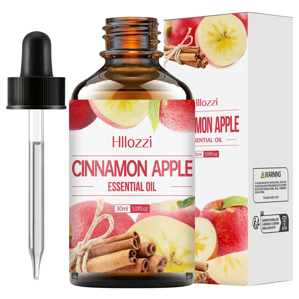 Hllozzi 1 pièces huile essentielle avec compte-gouttes cannelle pomme massage corporel soins de la p