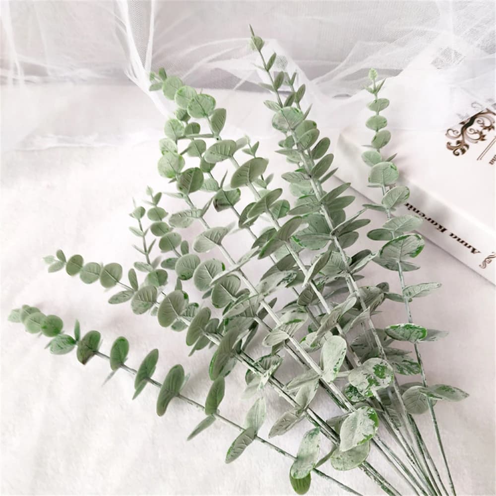 Guirxiété de tiges d'eucalyptus artificielles, fausses plantes vertes, accessoire de prise de vue, b