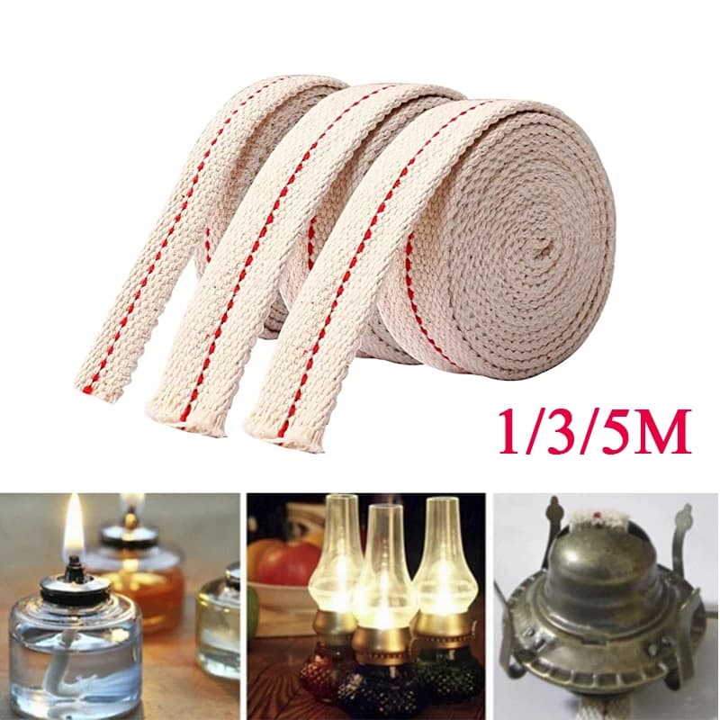 Mèche de lampe en coton tressé 1/3/5M, mèche plate en coton pour lampe à huile