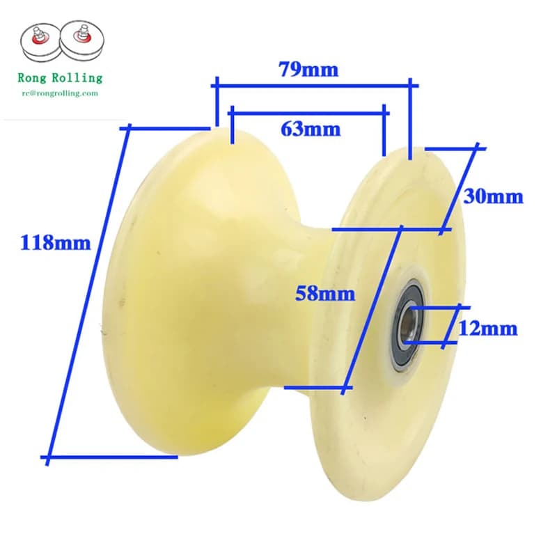 Rouleau coulissant en nylon à double roulement, roue de transmission, roue limite, roue de guidage, 
