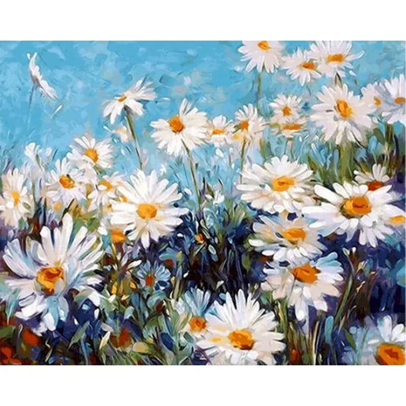 Peinture à l'huile par numéros fleur sur toile avec cadre, peintures de dessin faites à la main pour