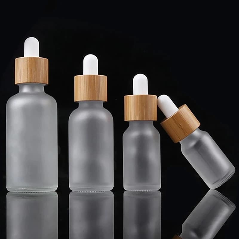 Flcopropriété compte-gouttes en verre pour aromathérapie, huile essentielle, capuchon en bambou HI, 