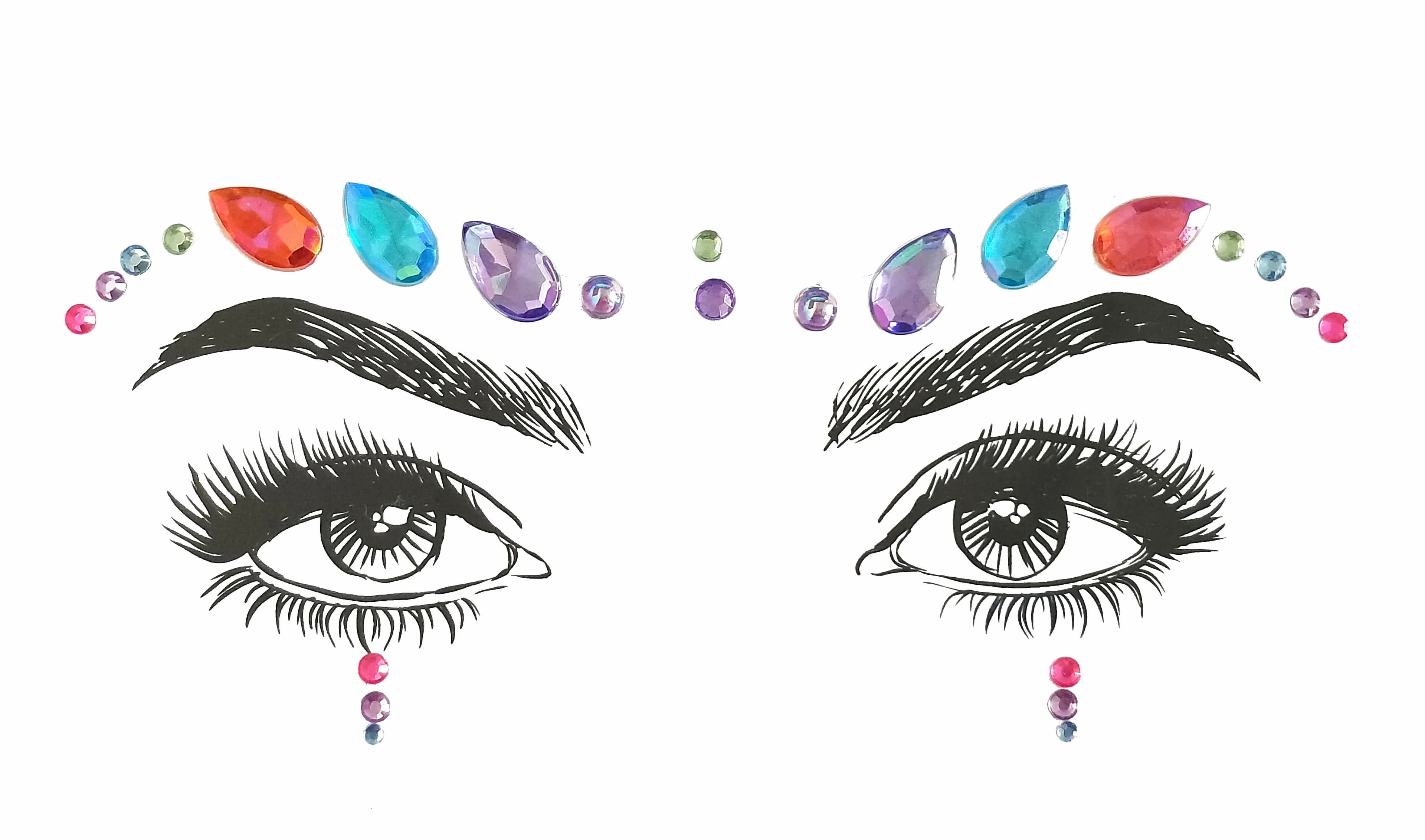 Autocollants de Charbon Temporaires pour le Corps, Bijou de Visage de Sirène Rave, Strass de Festiva