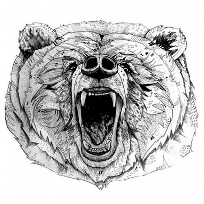 Le ours rugissant tatouage temporaire femmes ours tatouages adhésif animaux tatouage autocollants im