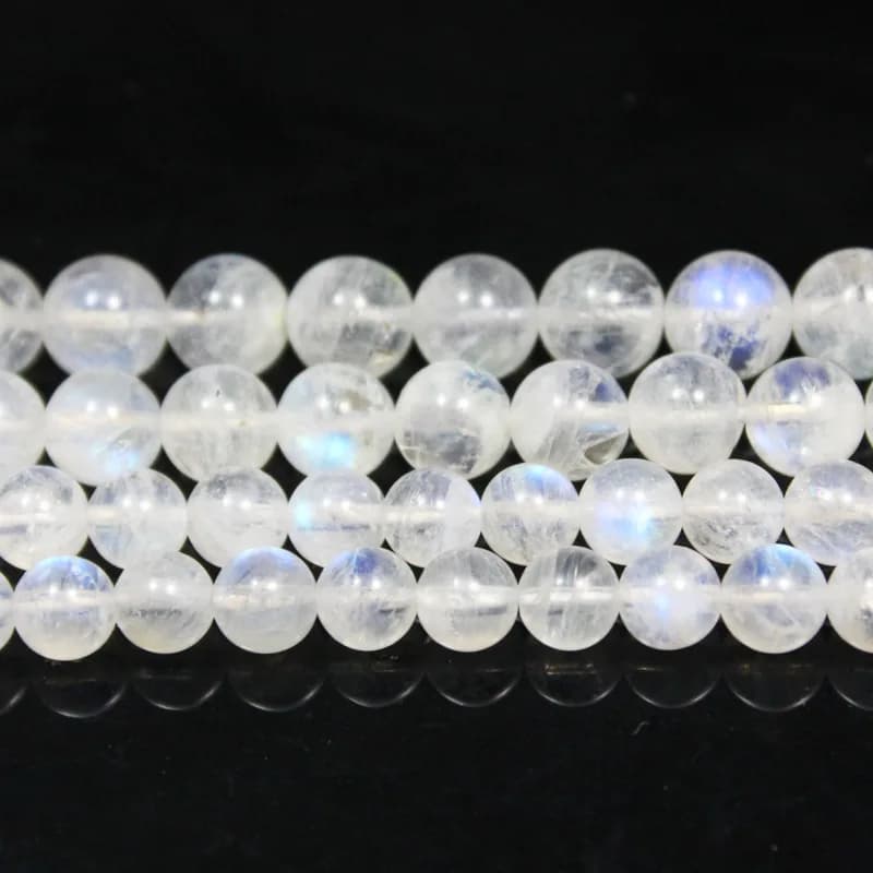 Pierre de lune naturelle, perles rondes lisses, 4mm, 5mm, 6mm, 8mm, 9mm, bleue brillante, pour la fa