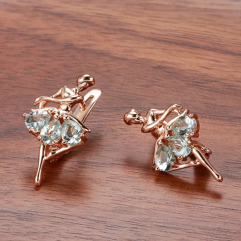 Boucles d'oreilles en or Rose véritable pour femmes, bijoux de fiançailles, de mariage, magnifiques 