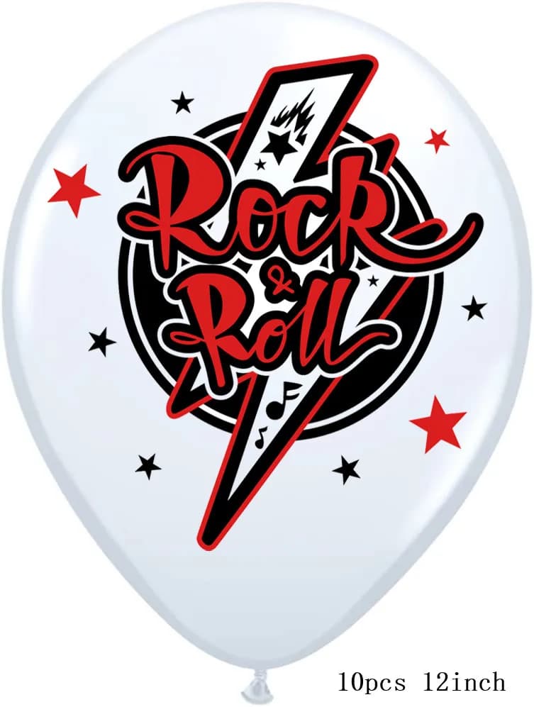 Ballons Rock and Roll en Latex, 10/12 Pièces, 12 Pouces, Noir, Rouge, Note Vidéo, JEBand, Anniversai
