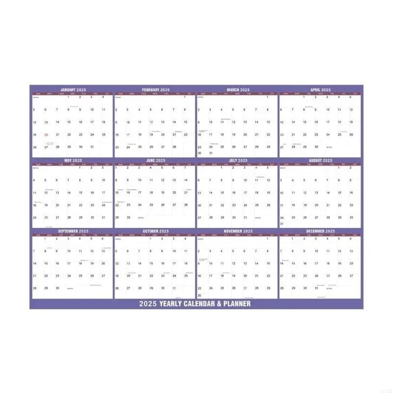 2025 Année complète pour voir le planificateur du calendrier 2025 Planificateur annuel murs effaçabl