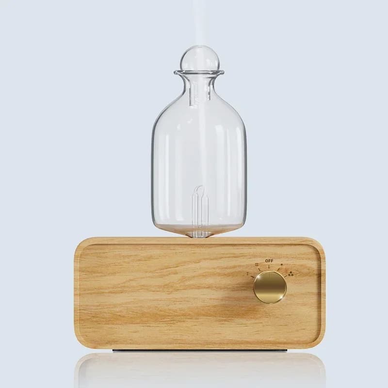 Diffuseur d'huile essentielle en verre, diffuseur d'arôme d'air, Base de Grain de bois, nébuliseur p