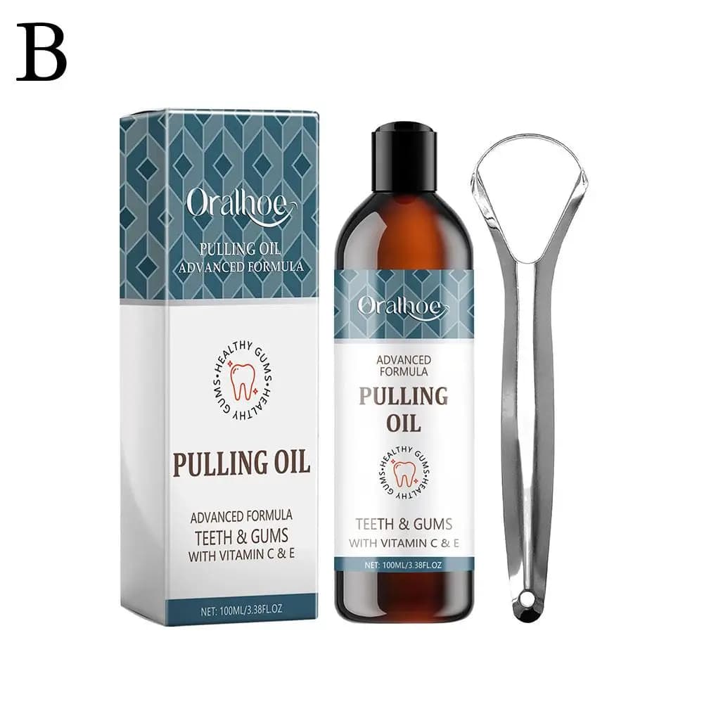 Huile de Coco Menthe pour Bain de Bouche Sans Alcool, Nettoyant Buccal, Brosse à Dents, Grattoir à L