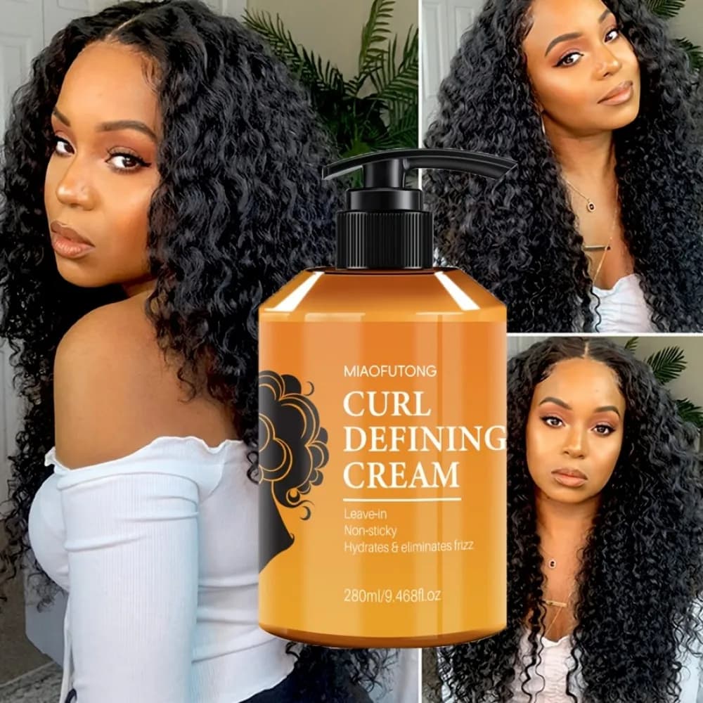Curl Defining Cream à l'huile d'argan pour boucles ondulées, hydratant pour cheveux et brillance et 