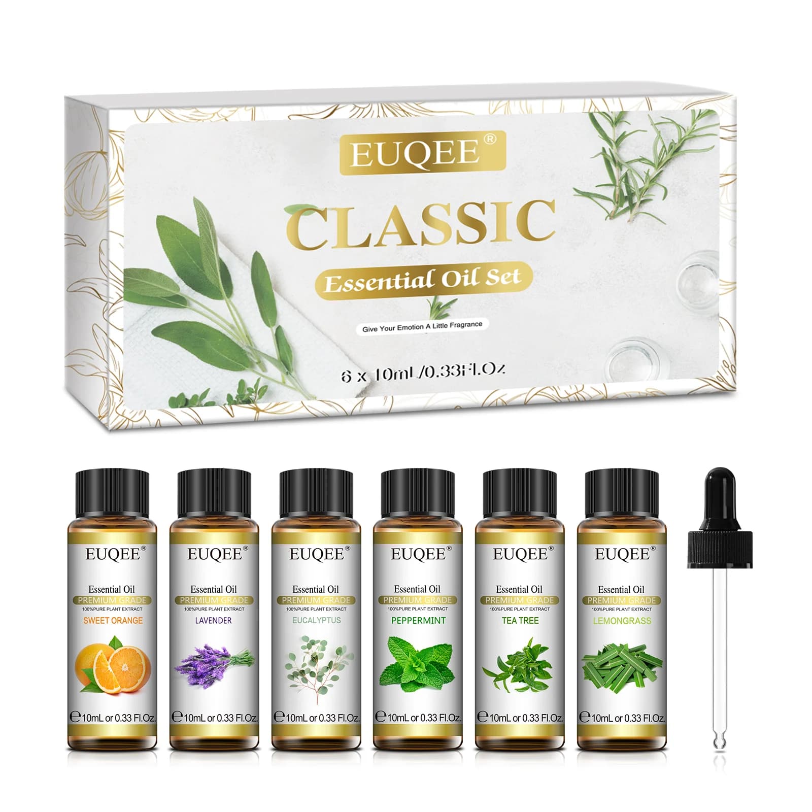 EUQEE – ensemble d'huiles essentielles série florale, 6 bouteilles, pour diffuseur de bougies, Rose,