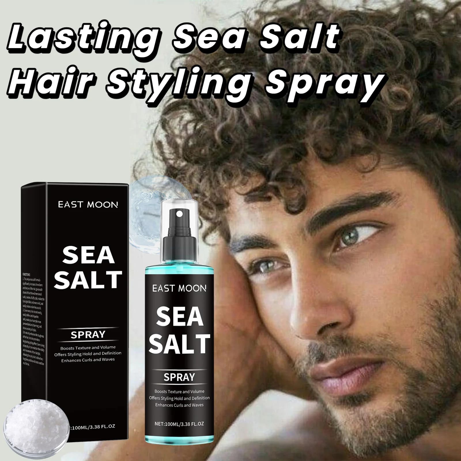 Spray coiffant au sel de mer, améliore l'épaississement, forte tenue, Non gras, moelleux, volumisant