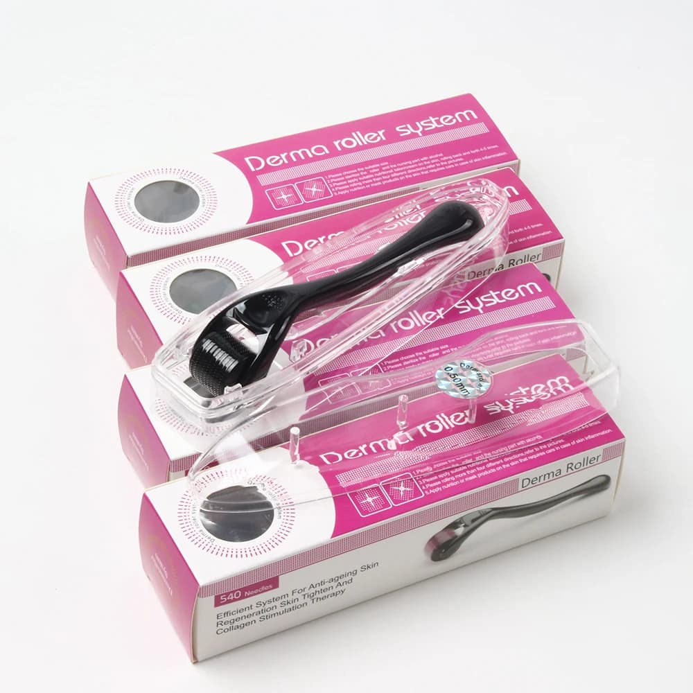 1/5 pièces 540 rouleau Derma rouleau pour cheveux et soins de la peau tout noir-outil de rajeunissem