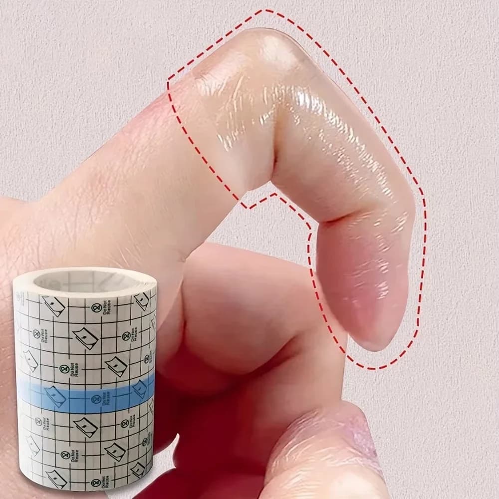 1 rouleau de ruban adhésif transparent, bandage en matériau PU, protecteur de doigts portable, autoc