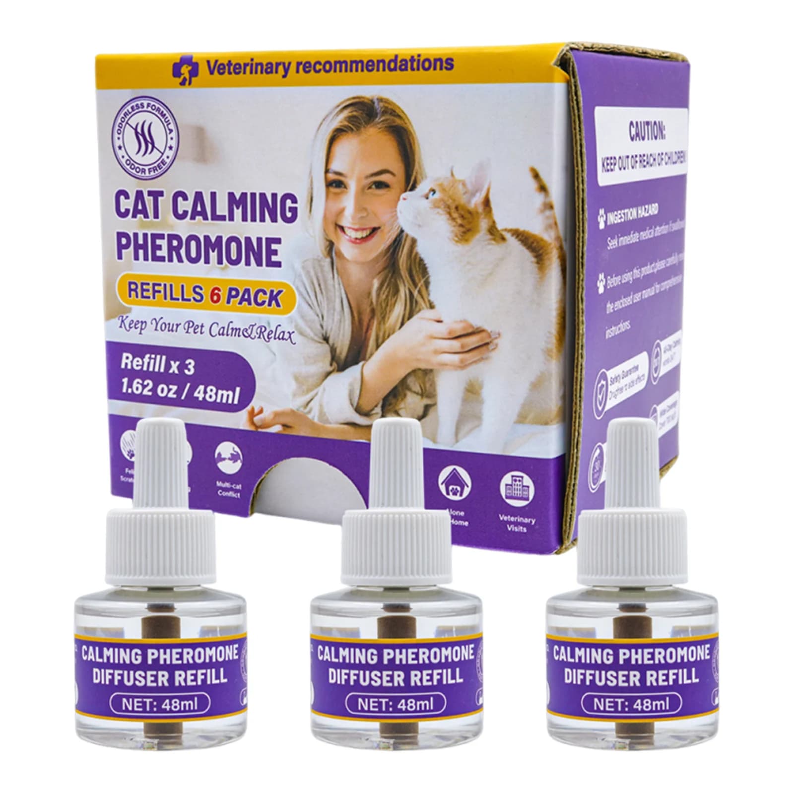 Diffuseur calmant pour animaux de compagnie, 3/6 pièces, phéromones 3 en 1 pour animaux de compagnie
