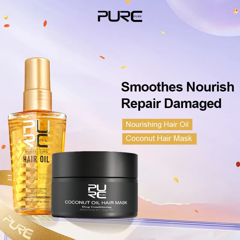 PURC huile d'argan + huile de noix de coco masque capillaire nourrissant lissage réparation cheveux 