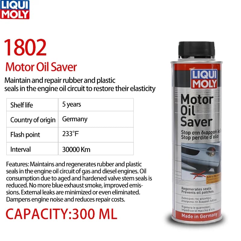 Liqui Moly économiseur d'huile moteur 300ML joint moteur réduit le bruit du moteur réduire la consom