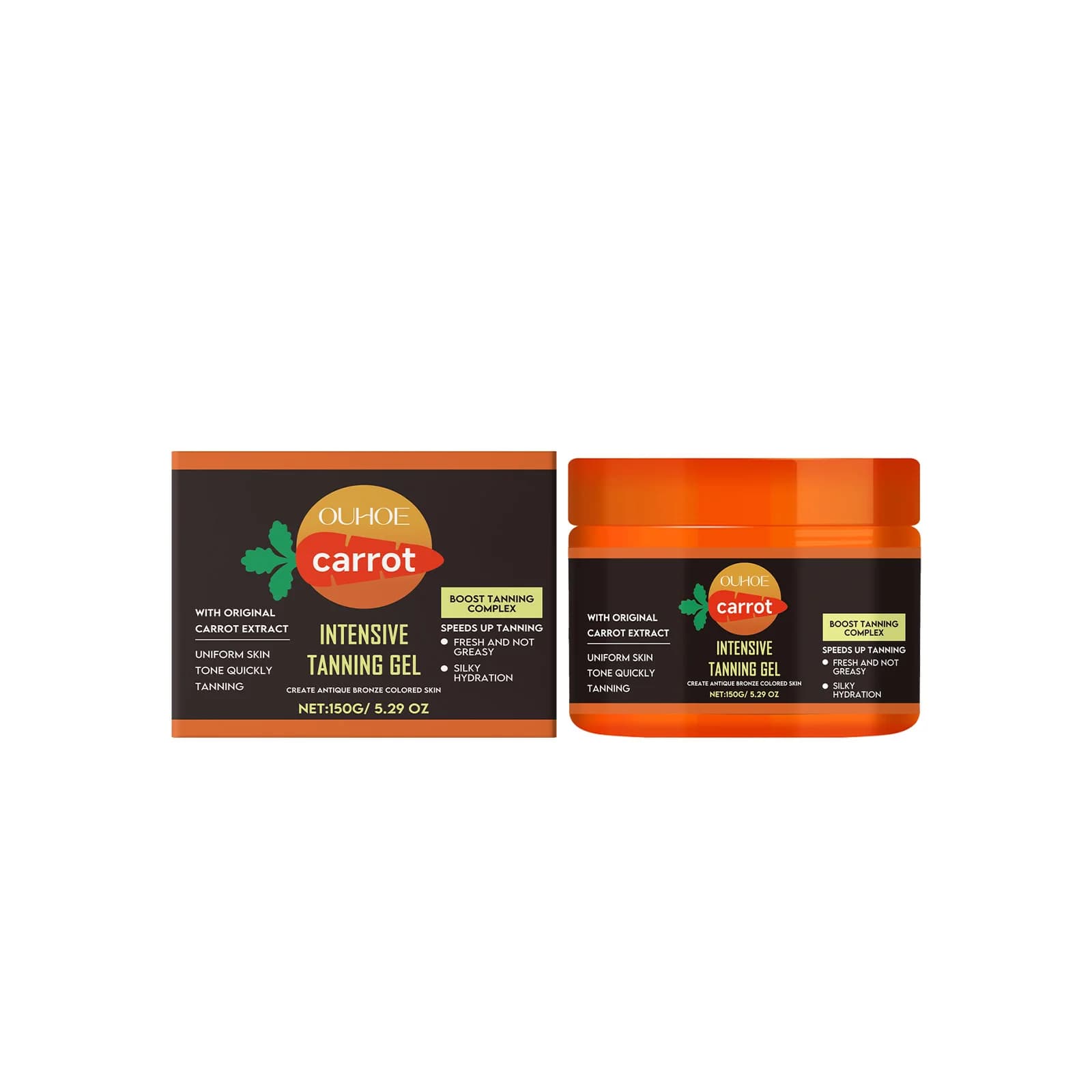 Gel de bronzage carotte hydratant léger à absorption rapide Gel bronzant hydratant naturel sans sole