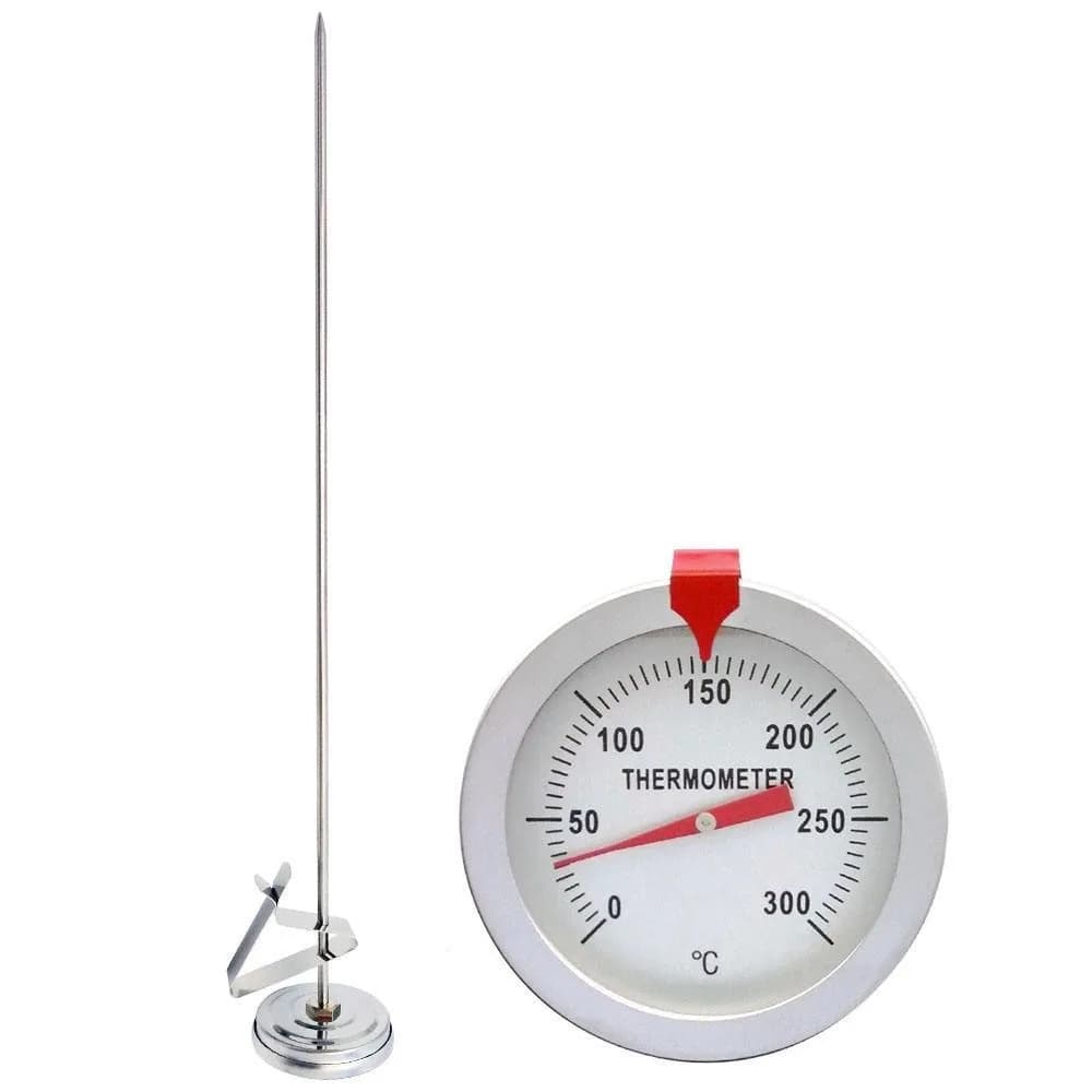Thermomètre de friture en acier inoxydable 0-300 ° C avec clip – Pour faire frire des frites, du pou