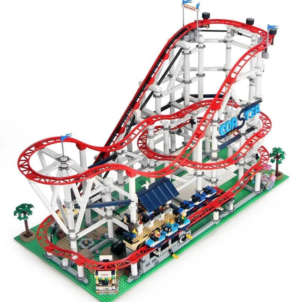 Ensemble de blocs de construction de montagnes russes de parc d'attractions, modèle 10261, jouets de