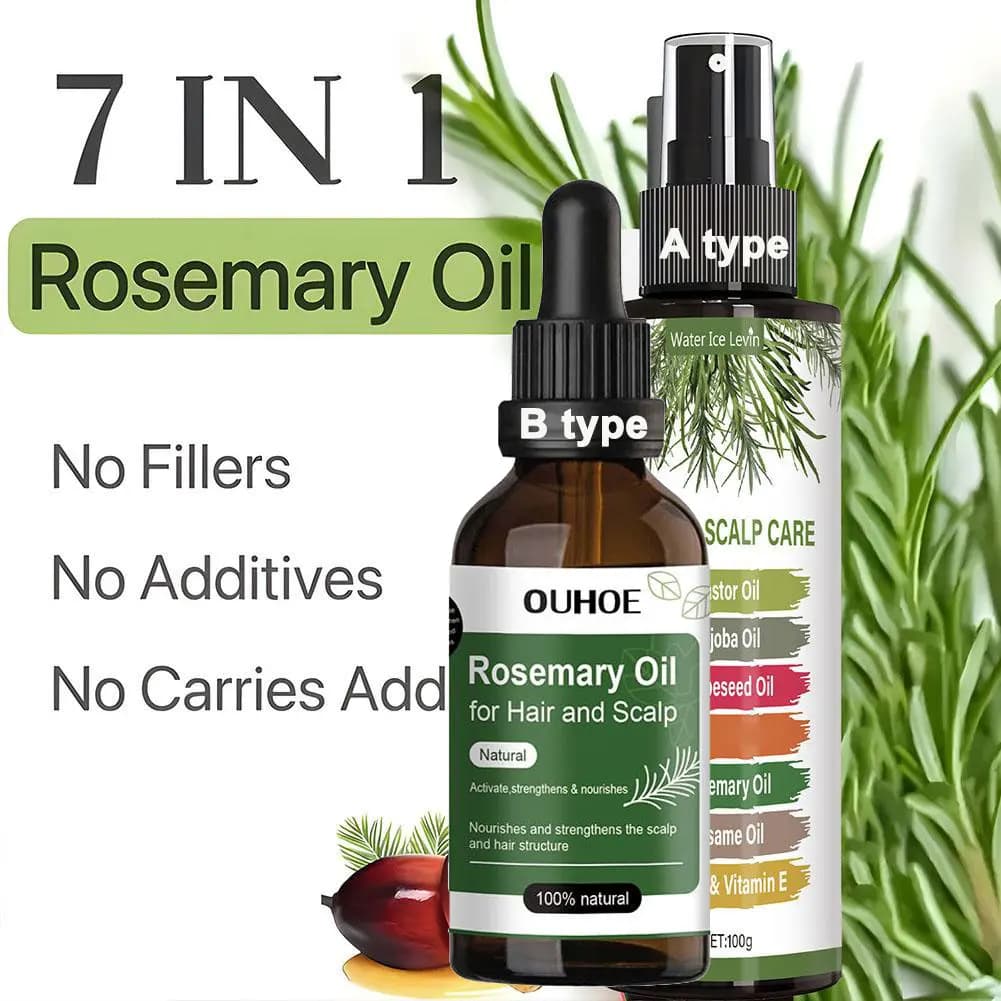 Huile de romarin pour la croissance des cheveux avec huile de ricin, de batana et de jojoba, huiles 