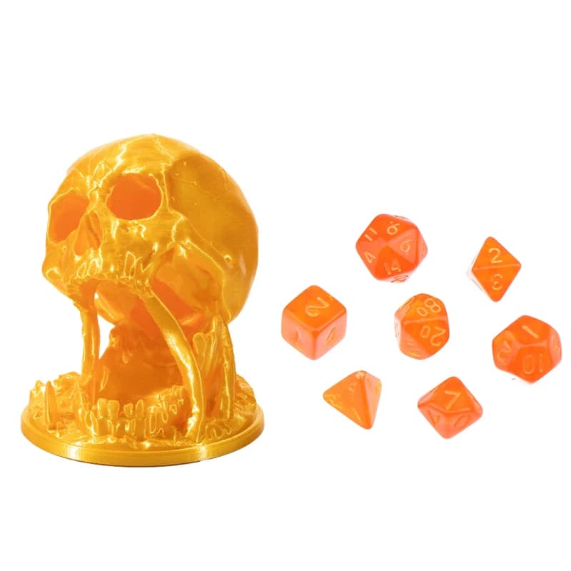 Tour de dés à tête de mort imprimée en 3D, tour roulante, jeu de rôle britannique, ensemble de dés a