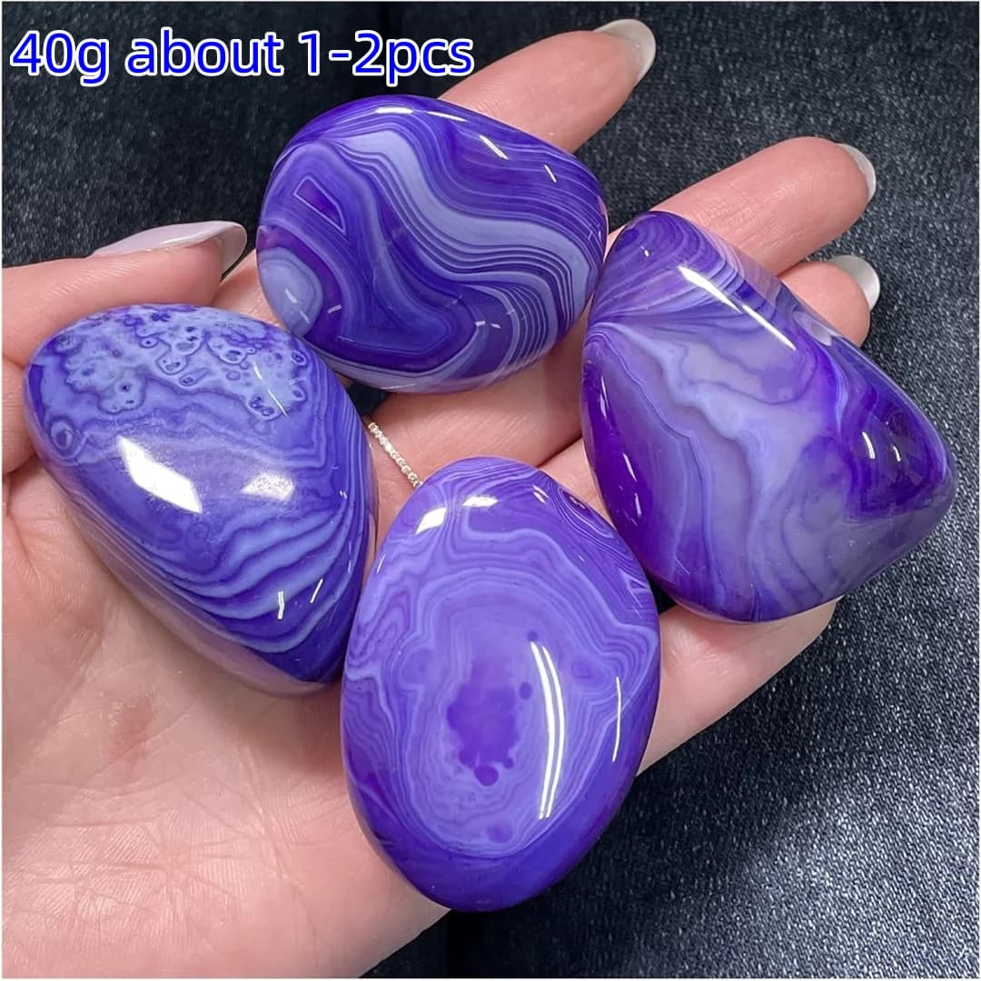 Pierres roulées en agate torsadée violette naturelle, pierres roulées en agate torsadée violette pol