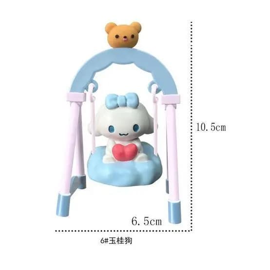 Figurine statique Sanrio Cinnamoroll Melody au design de balançoire berceau, décoration de table de 
