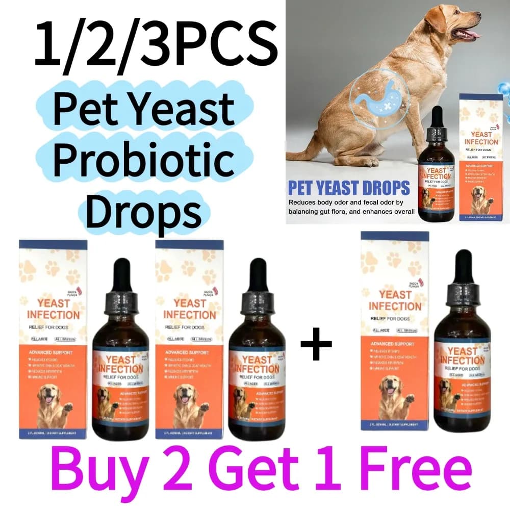 3 pièces (Achetez-en 2, obtenez-en 1 gratuit) Gouttes probiotiques à base de levure pour animaux de 