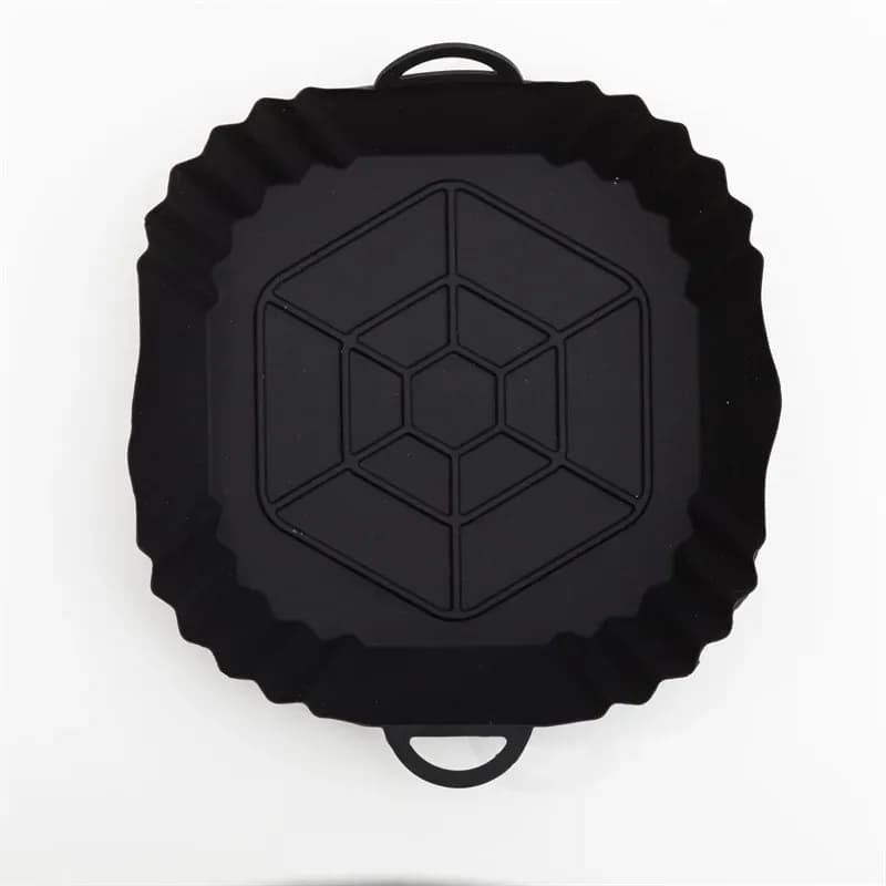 Plateau de pot de friteuse à air en silicone avec poignée, plaque de cuisson de friteuse à air carré