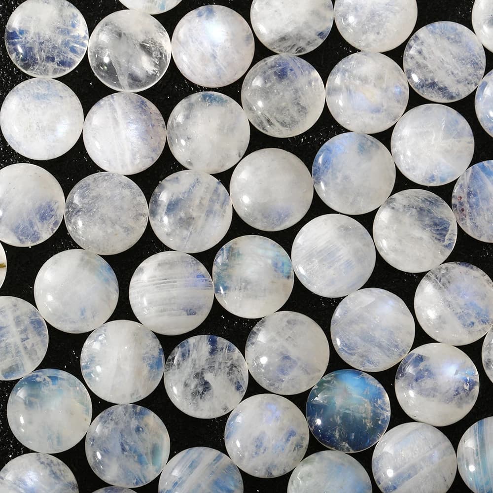 Pierre de lune naturelle ronde, 6x6MM, pierres amples avec lumière bleue, décoration, vente en gros,