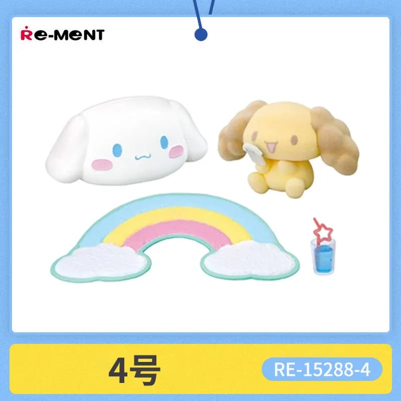 Re-Ment Sanrio Cinnamoroll Flocked Blind Box Set Miniature Relaxing Living Room Scene Food Toy Colle