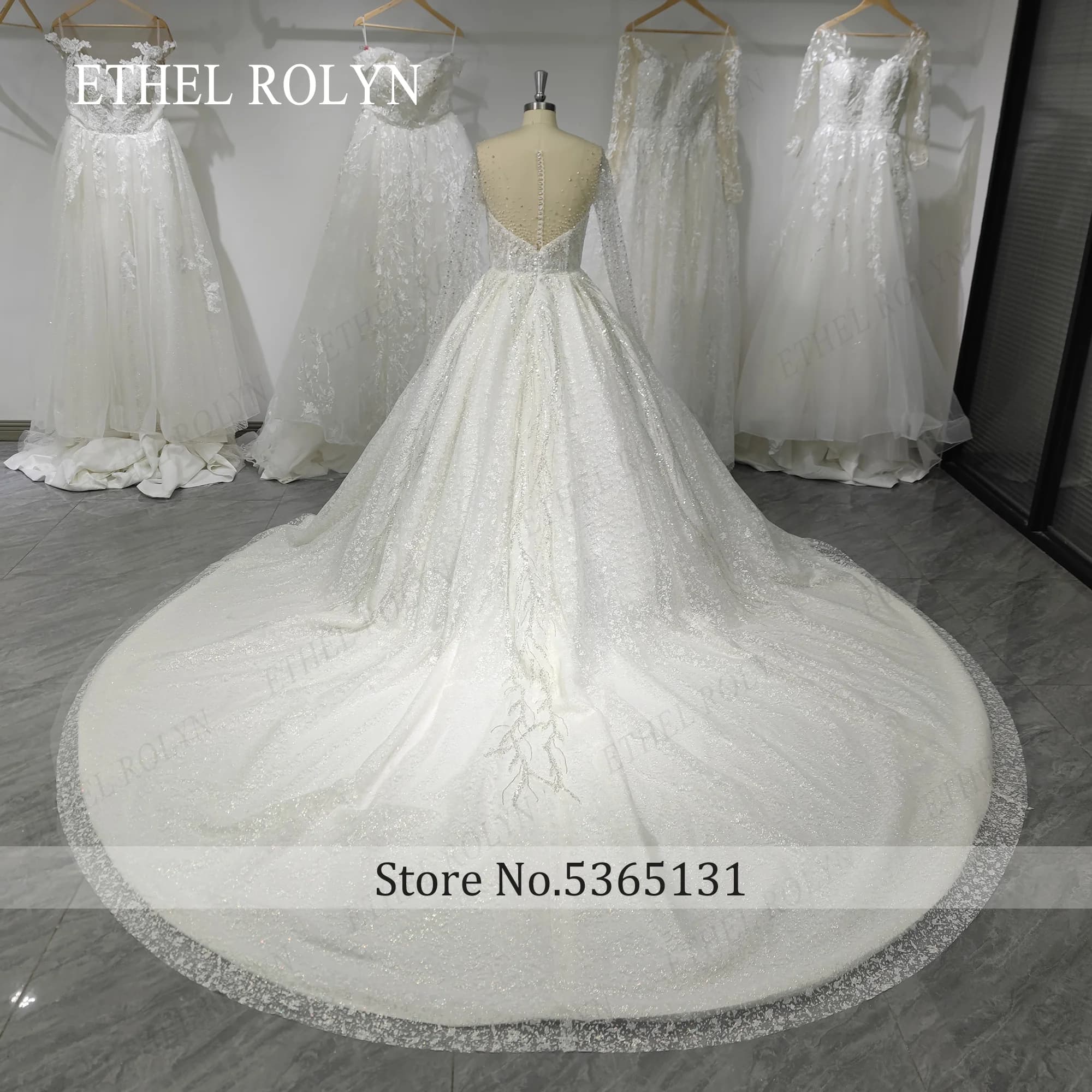 ETHEL ROLYN – robe de mariée pour femmes, Photos réelles, manches longues, en Tulle scintillant, ave