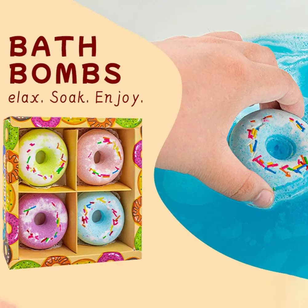 Bombes de bain en forme de donut aux huiles essentielles botaniques naturelles, hydratation intense,