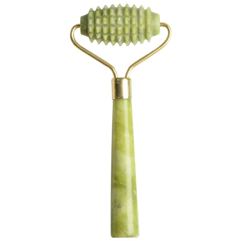 Rouleau de Massage en Jade vert pour le visage, accessoire de relaxation pour le visage et le cou