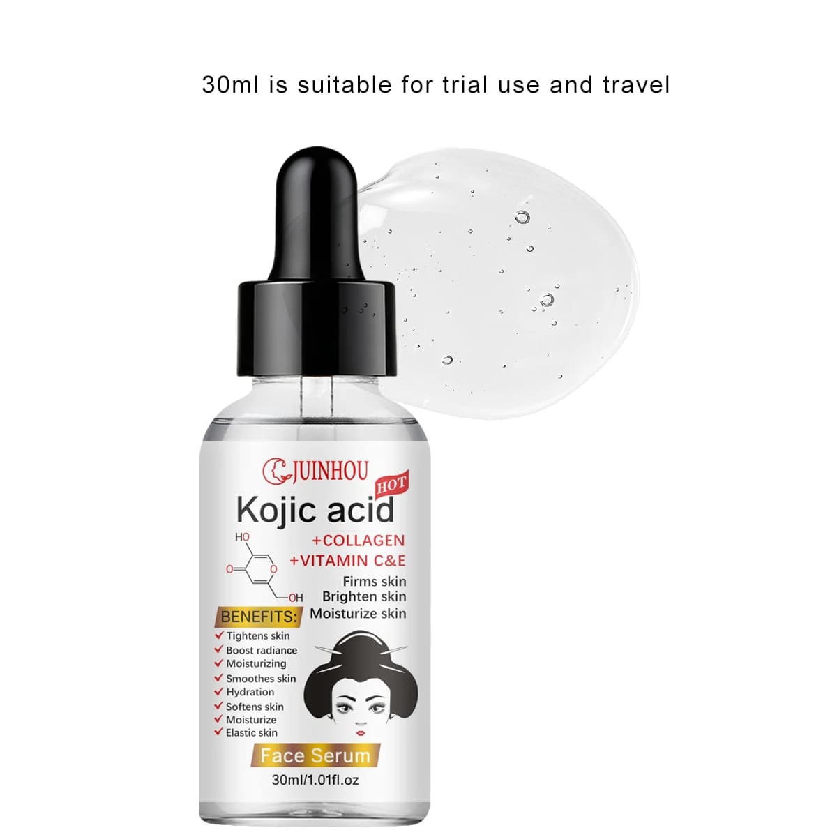 Sérum visage à l'huile de fruit d'argousier naturel JUINHOU et à l'acide kojique, hydratant en profo