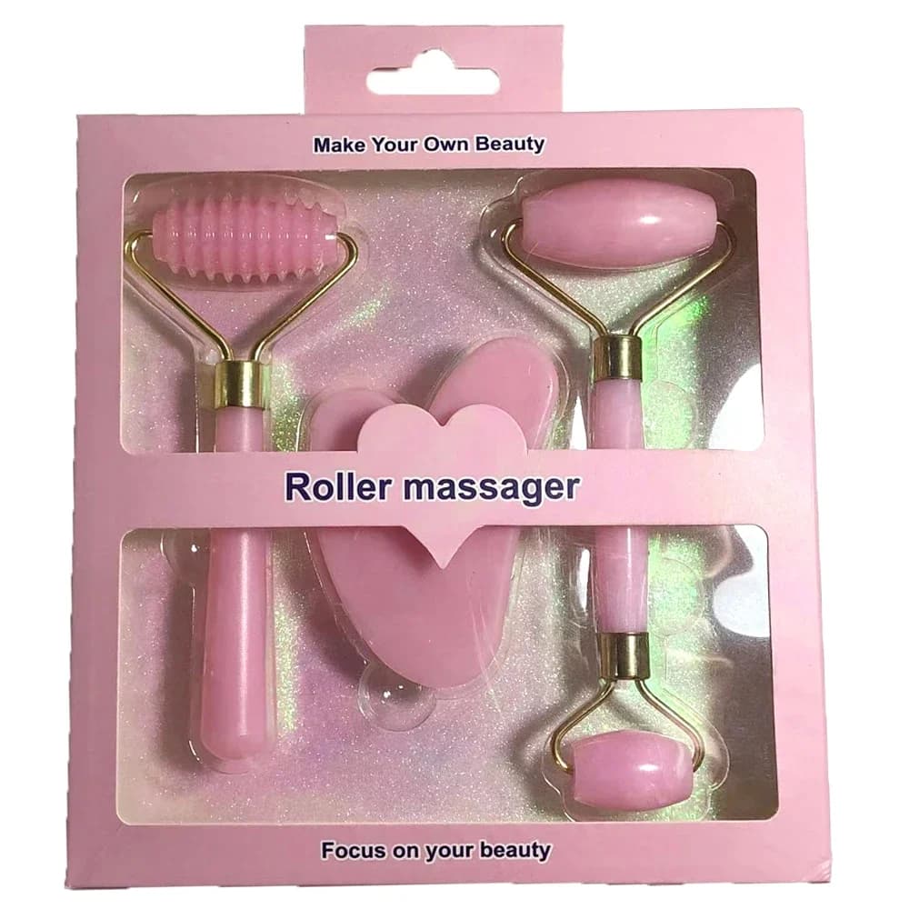 3 pièces ensemble résine rouleau masseur pour visage corps Gua Sha NotJade pierre soins du visage ro