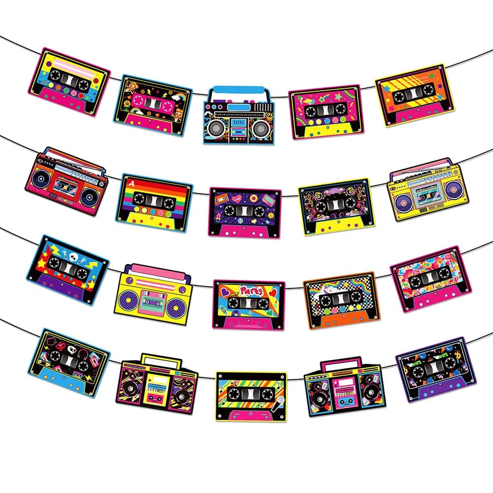 Rock Roll thème musical décorations d'anniversaire bannière papier jetable Cocktail Cassette serviet