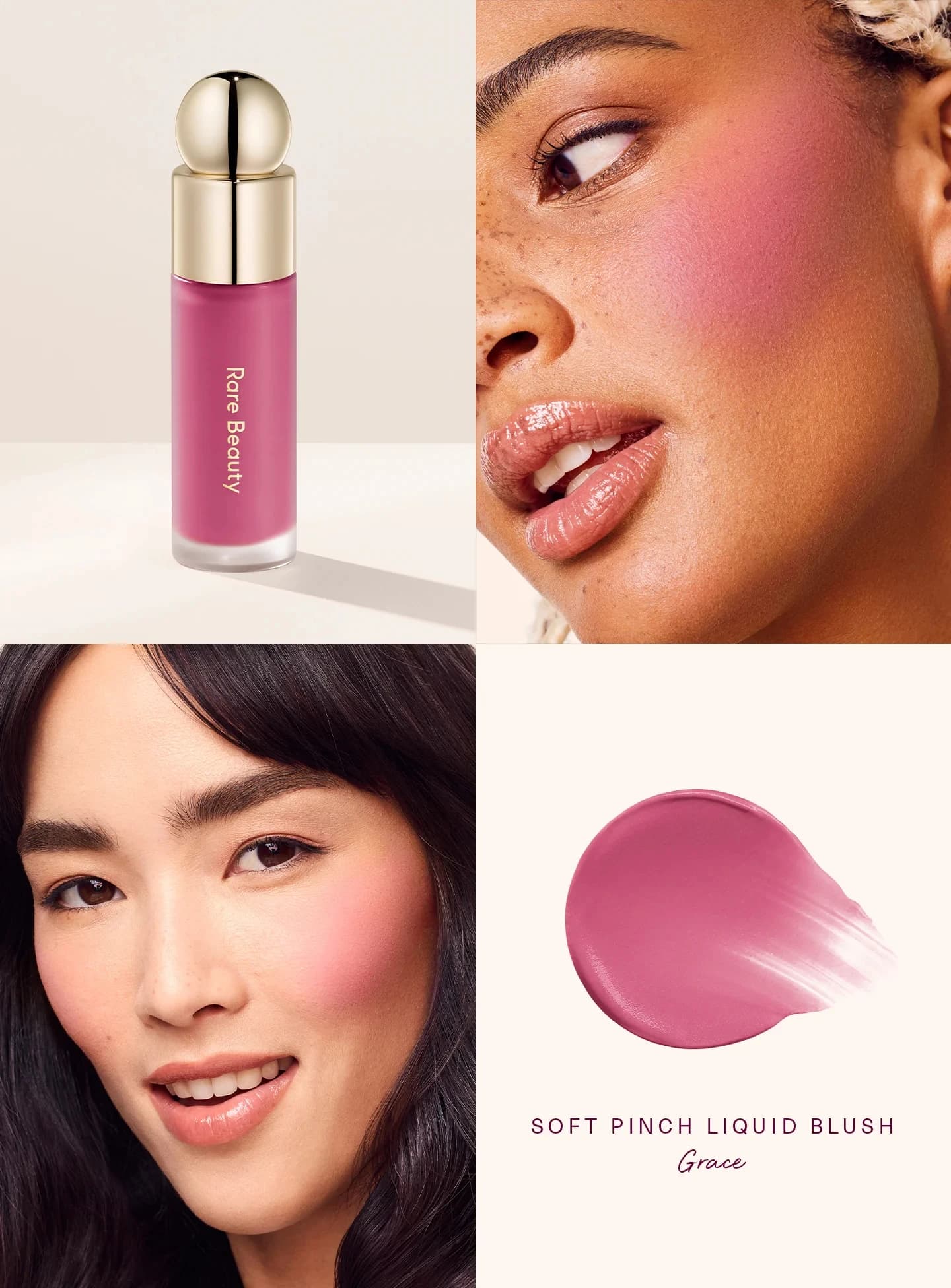 Rare Beauty Happy Lucky Love Blush, blush liquide longue tenue, effet repulpant, sans traces, fini d