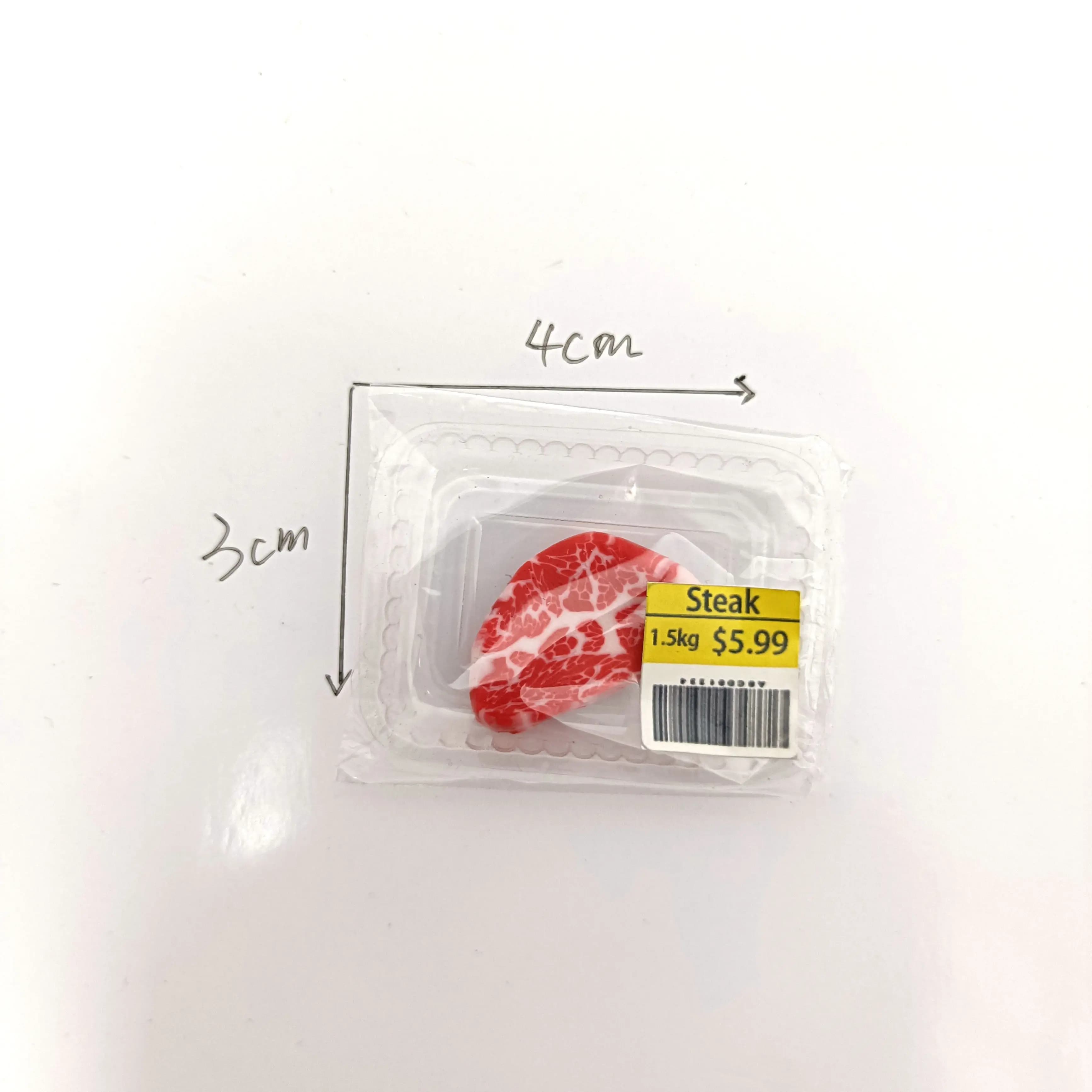 Nouveau supermarché Miniature simulation alimentaire steak de bœuf saumon Bacon rouleau de boeuf pou