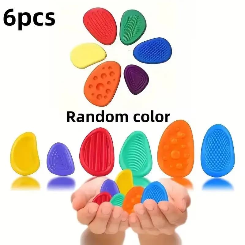6 pierres sensorielles colorées – balles de massage texturées douces et extensibles, pour la relaxat