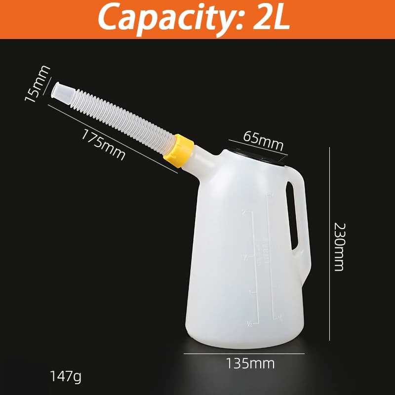 Pot à huile en plastique translucide à Long col, pichet de mesure d'huile automobile de grande capac